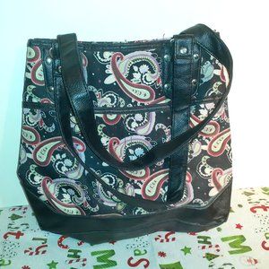 Paisley Styled Shoulder Bag With Black Handles